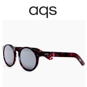 AQS Mirrored Round Frame Silver Havana Sunglasses
